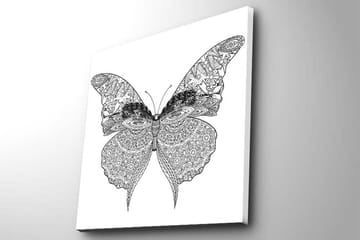 Canvastavla 45x45 cm - Detaljerad fjäril med intrikata mönster - Svart / Vitt - Inredning - Tavlor & posters - Canvastavla