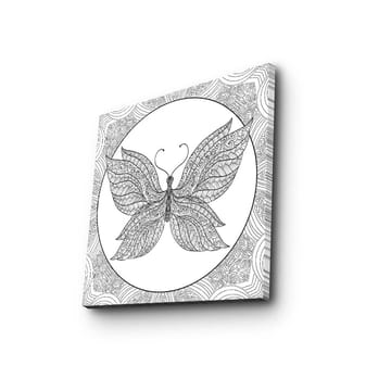 Canvastavla 45x45 cm - Detaljerad fjäril med intrikata mönster - Svart / Vitt - Inredning - Tavlor & posters - Canvastavla