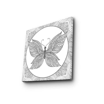 Canvastavla 45x45 cm - Detaljerad fjäril med intrikata mönster - Svart / Vitt - Inredning - Tavlor & posters - Canvastavla