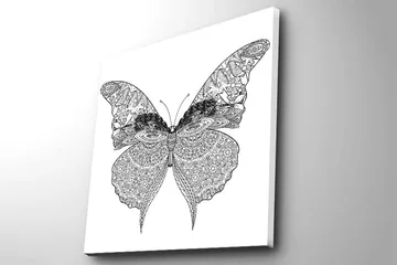 Canvastavla 45x45 cm - Detaljerad fjäril med intrikata mönster - Svart / Vitt - Inredning - Tavlor & posters - Canvastavla