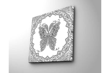 Canvastavla 45x45 cm - Detaljerad fjäril med ornamentala mönster - Svart / Vitt - Inredning - Tavlor & posters - Canvastavla