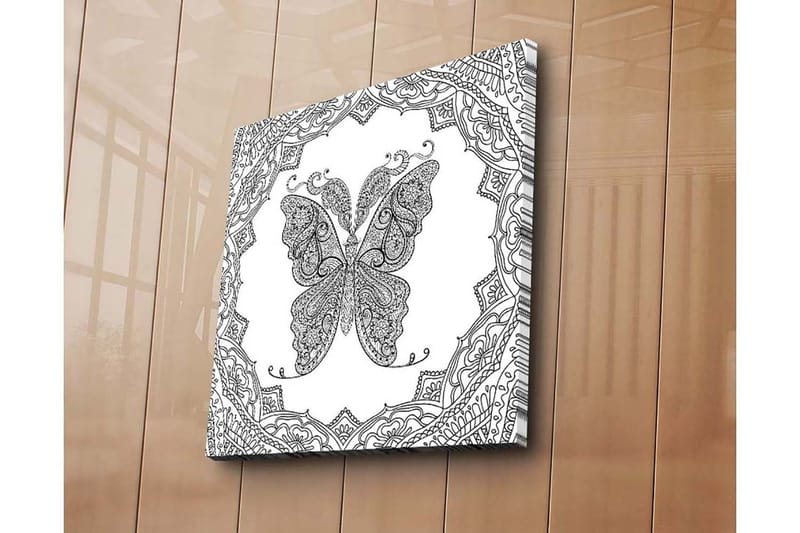 Canvastavla 45x45 cm - Detaljerad fjäril med ornamentala mönster - Svart / Vitt - Inredning - Tavlor & posters - Canvastavla