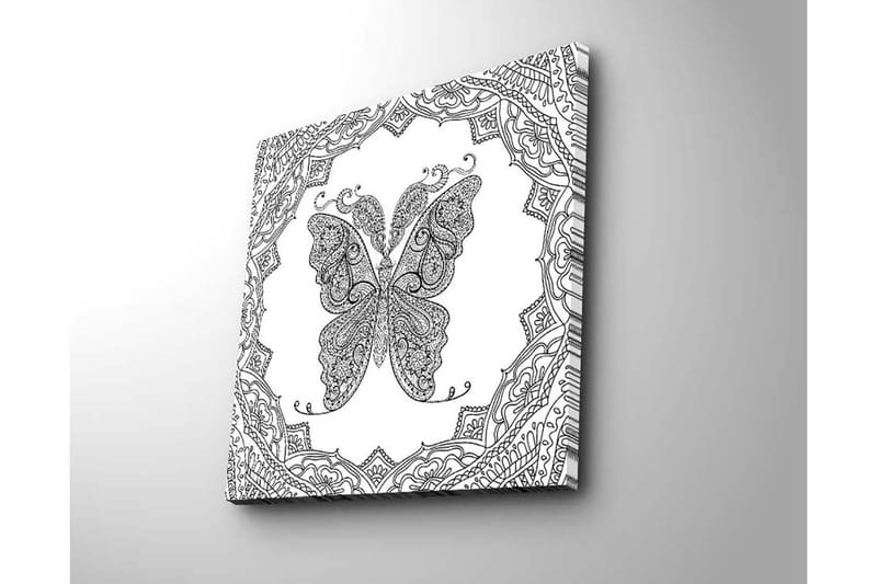 Canvastavla 45x45 cm - Detaljerad fjäril med ornamentala mönster - Svart / Vitt - Inredning - Tavlor & posters - Canvastavla
