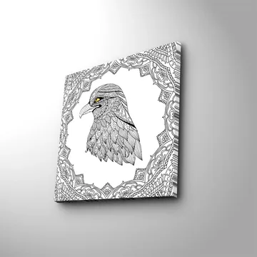 Canvastavla 45x45 cm - Detaljerad illustration av en örn med en intrikat ram - Svart / Gult - Inredning - Tavlor & posters - Canvastavla