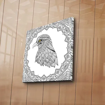 Canvastavla 45x45 cm - Detaljerad illustration av en örn med en intrikat ram - Svart / Gult - Inredning - Tavlor & posters - Canvastavla