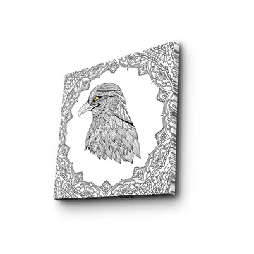 Canvastavla 45x45 cm - Detaljerad illustration av en örn med en intrikat ram - Svart / Gult - Inredning - Tavlor & posters - Canvastavla