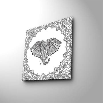 Canvastavla 45x45 cm - Detaljerad illustration av en elefant omgiven av ornamentala mönster - Svart / Vitt - Inredning - Tavlor & posters - Canvastavla