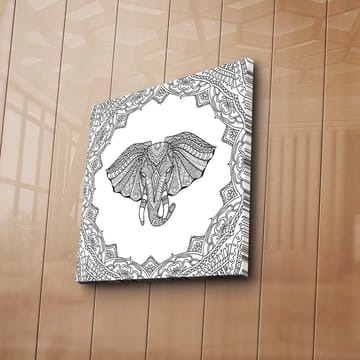 Canvastavla 45x45 cm - Detaljerad illustration av en elefant omgiven av ornamentala mönster - Svart / Vitt - Inredning - Tavlor & posters - Canvastavla