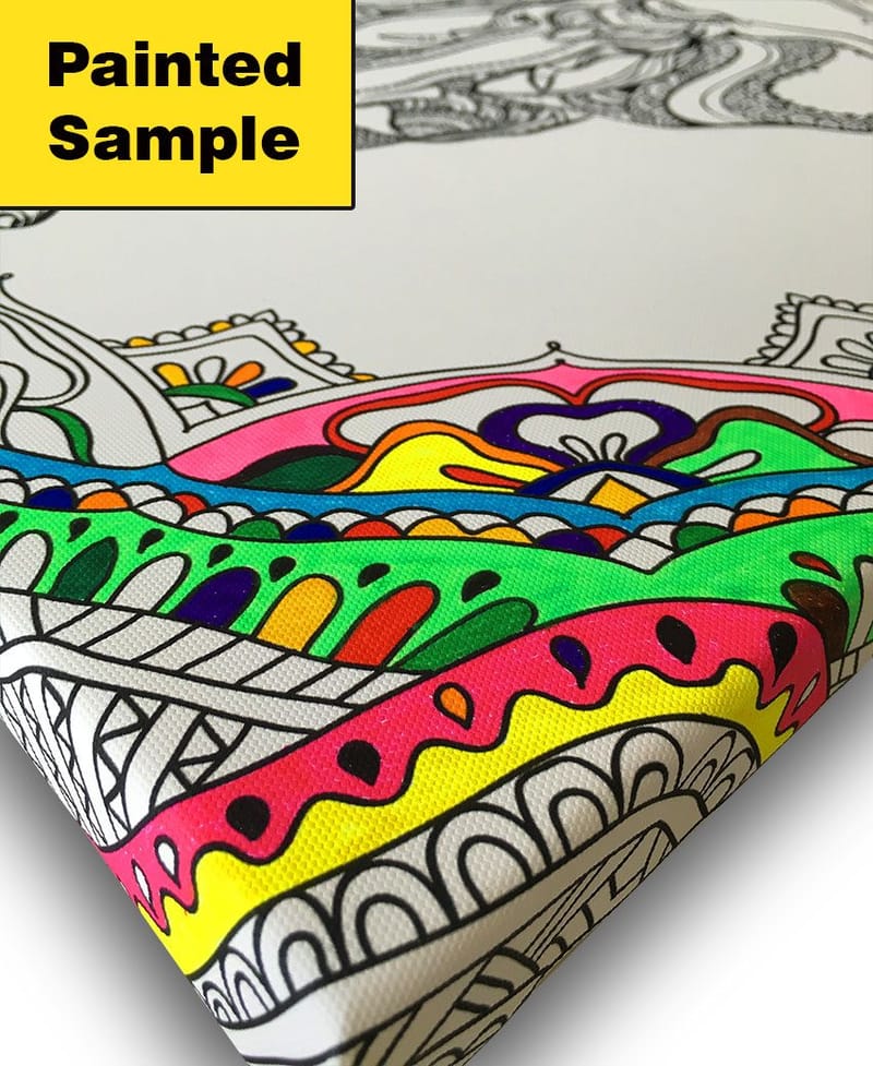Canvastavla 45x45 cm - Detaljerad illustration av en elefant omgiven av ornamentala mönster - Svart / Vitt - Inredning - Tavlor & posters - Canvastavla