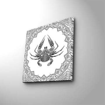 Canvastavla 45x45 cm - Detaljerad illustration av en krabba omgiven av ett mönstrat ramverk - Svart / Vitt - Inredning - Tavlor & posters - Canvastavla