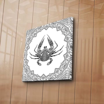 Canvastavla 45x45 cm - Detaljerad illustration av en krabba omgiven av ett mönstrat ramverk - Svart / Vitt - Inredning - Tavlor & posters - Canvastavla