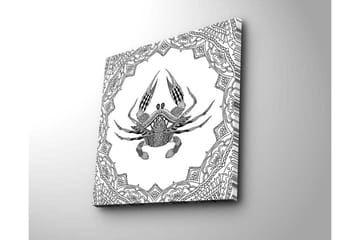 Canvastavla 45x45 cm - Detaljerad illustration av en krabba omgiven av ornamentala mönster - Svart / Vitt - Inredning - Tavlor & posters - Canvastavla