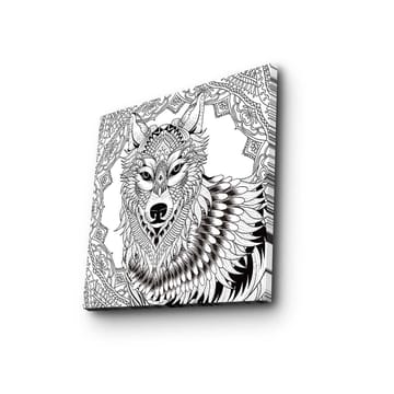 Canvastavla 45x45 cm - Detaljerad illustration av en varg med ornamentala mönster - Svart / Vitt - Inredning - Tavlor & posters - Canvastavla
