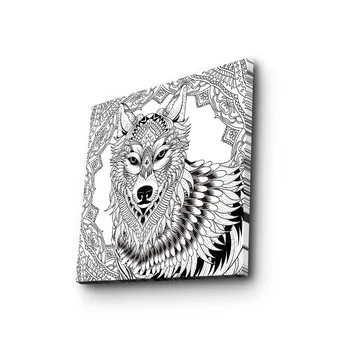Canvastavla 45x45 cm - Detaljerad illustration av en varg med ornamentala mönster - Svart / Vitt - Inredning - Tavlor & posters - Canvastavla