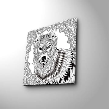 Canvastavla 45x45 cm - Detaljerad illustration av en varg med ornamentala mönster - Svart / Vitt - Inredning - Tavlor & posters - Canvastavla