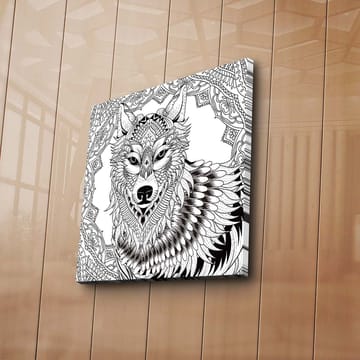 Canvastavla 45x45 cm - Detaljerad illustration av en varg med ornamentala mönster - Svart / Vitt - Inredning - Tavlor & posters - Canvastavla