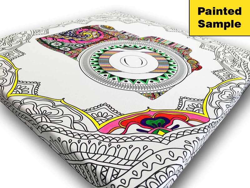 Canvastavla 45x45 cm - Detaljerad katt med mönster och ornamentik - Svart / Vitt - Inredning - Tavlor & posters - Canvastavla