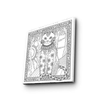 Canvastavla 45x45 cm - Detaljerad katt med mönster och ornamentik - Svart / Vitt - Inredning - Tavlor & posters - Canvastavla