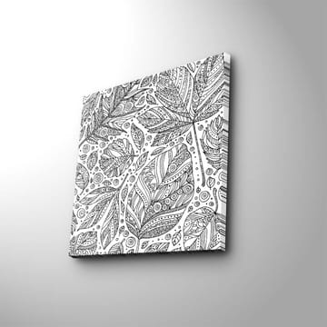 Canvastavla 45x45 cm - Detaljerad komposition av blad med mönster och linjer - Svart / Vitt - Inredning - Tavlor & posters - Canvastavla