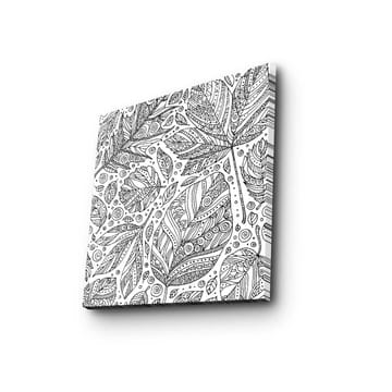 Canvastavla 45x45 cm - Detaljerad komposition av blad med mönster och linjer - Svart / Vitt - Inredning - Tavlor & posters - Canvastavla