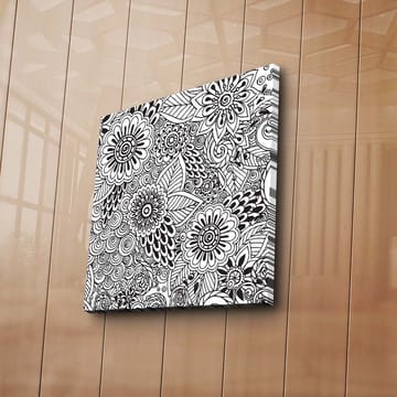 Canvastavla 45x45 cm - Detaljerad komposition av blommor och spiraler - Svart / Vitt - Inredning - Tavlor & posters - Canvastavla