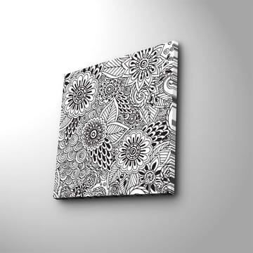 Canvastavla 45x45 cm - Detaljerad komposition av blommor och spiraler - Svart / Vitt - Inredning - Tavlor & posters - Canvastavla