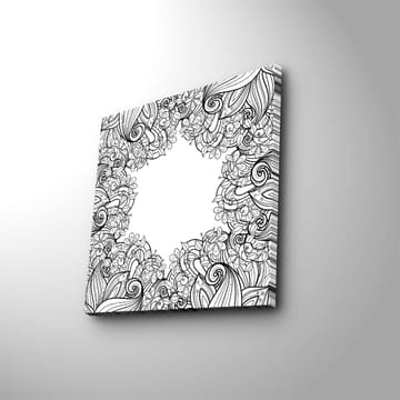 Canvastavla 45x45 cm - Detaljerad svartvit mönsterkomposition med blommor och svängda linjer - Svart / Vitt - Inredning - Tavlor & posters - Canvastavla