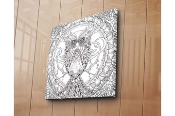 Canvastavla 45x45 cm - Detaljerad svartvit uggla med intrikata mönster - Svart / Vitt - Inredning - Tavlor & posters - Canvastavla