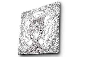 Canvastavla 45x45 cm - Detaljerad svartvit uggla med intrikata mönster - Svart / Vitt - Inredning - Tavlor & posters - Canvastavla