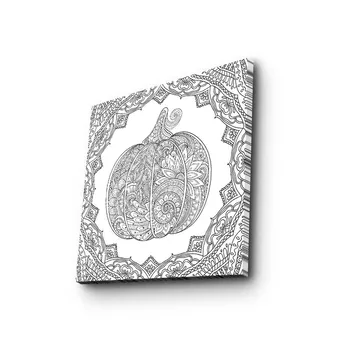 Canvastavla 45x45 cm - Detaljerad pumpa med ornamentala mönster - Svart / Vitt - Inredning - Tavlor & posters - Canvastavla