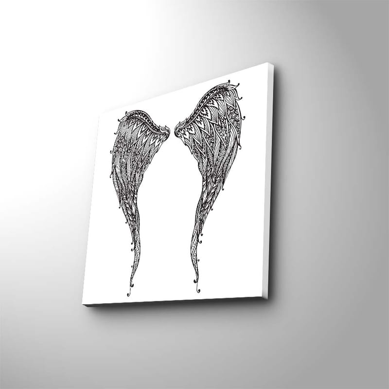 Canvastavla 45x45 cm - Detaljerade fjädrar av vingar - Svart / Vitt - Inredning - Tavlor & posters - Canvastavla