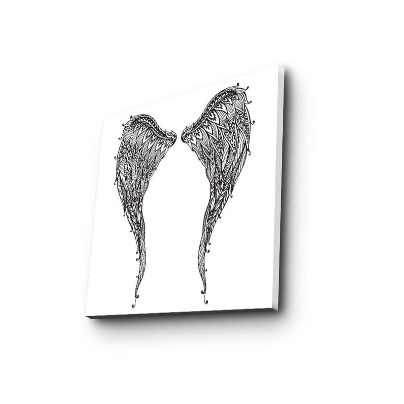 Canvastavla 45x45 cm - Detaljerade fjädrar av vingar - Svart / Vitt - Inredning - Tavlor & posters - Canvastavla