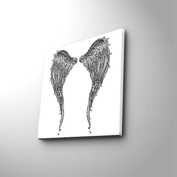 Canvastavla 45x45 cm - Detaljerade fjädrar av vingar - Svart / Vitt - Inredning - Tavlor & posters - Canvastavla