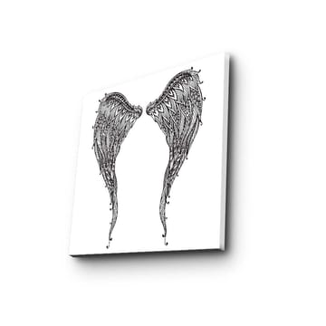 Canvastavla 45x45 cm - Detaljerade fjädrar av vingar - Svart / Vitt - Inredning - Tavlor & posters - Canvastavla