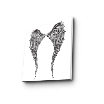 Canvastavla 45x45 cm - Detaljerade fjädrar av vingar - Svart / Vitt - Inredning - Tavlor & posters - Canvastavla