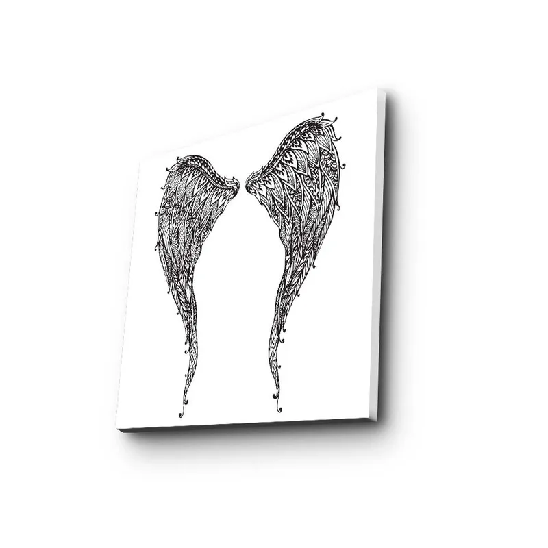 Canvastavla 45x45 cm - Detaljerade fjädrar av vingar - Svart / Vitt - Inredning - Tavlor & posters - Canvastavla