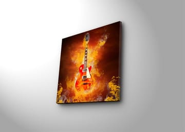 Canvastavla 45x45 cm - Eldig gitarr i en dramatisk komposition - Röd / Orange / Gul - Inredning - Tavlor & posters - Canvastavla