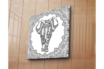 Canvastavla 45x45 cm - Elefant i detaljrik mandalamönster - Svart / Vitt - Inredning - Tavlor & posters - Canvastavla