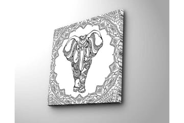 Canvastavla 45x45 cm - Elefant i detaljrik mandalamönster - Svart / Vitt - Inredning - Tavlor & posters - Canvastavla
