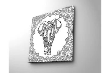 Canvastavla 45x45 cm - Elefant i detaljrik mandalamönster - Svart / Vitt - Inredning - Tavlor & posters - Canvastavla