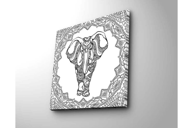 Canvastavla 45x45 cm - Elefant i detaljrik mandalamönster - Svart / Vitt - Inredning - Tavlor & posters - Canvastavla