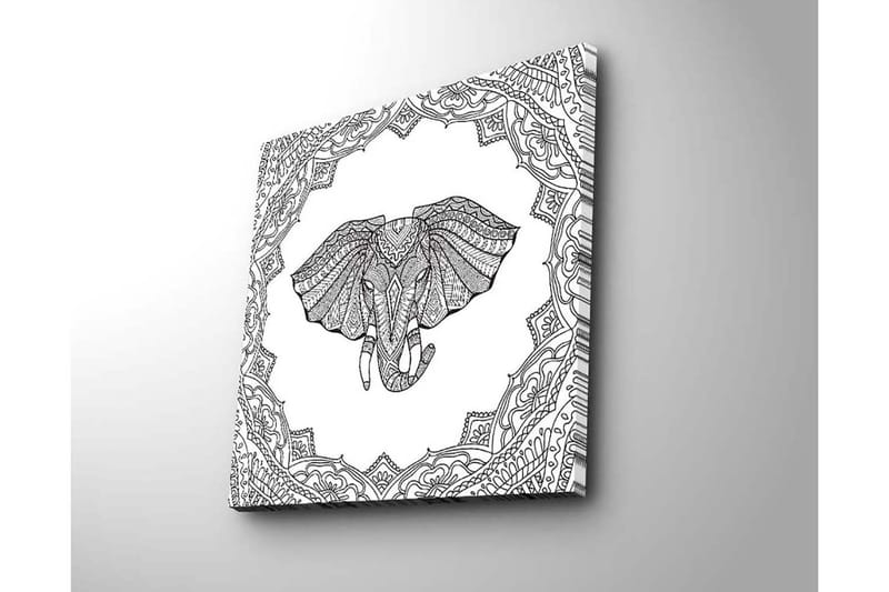 Canvastavla 45x45 cm - Elefant med intrikata mönster i en dekorativ ram - Svart / Vitt - Inredning - Tavlor & posters - Canvastavla