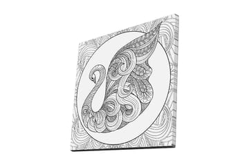 Canvastavla 45x45 cm - Elegant svan med intrikata mönster - Svart / Vitt - Inredning - Tavlor & posters - Canvastavla
