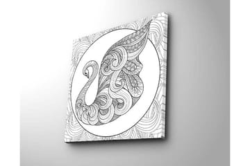 Canvastavla 45x45 cm - Elegant svan med intrikata mönster - Svart / Vitt - Inredning - Tavlor & posters - Canvastavla