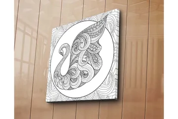 Canvastavla 45x45 cm - Elegant svan med intrikata mönster - Svart / Vitt - Inredning - Tavlor & posters - Canvastavla