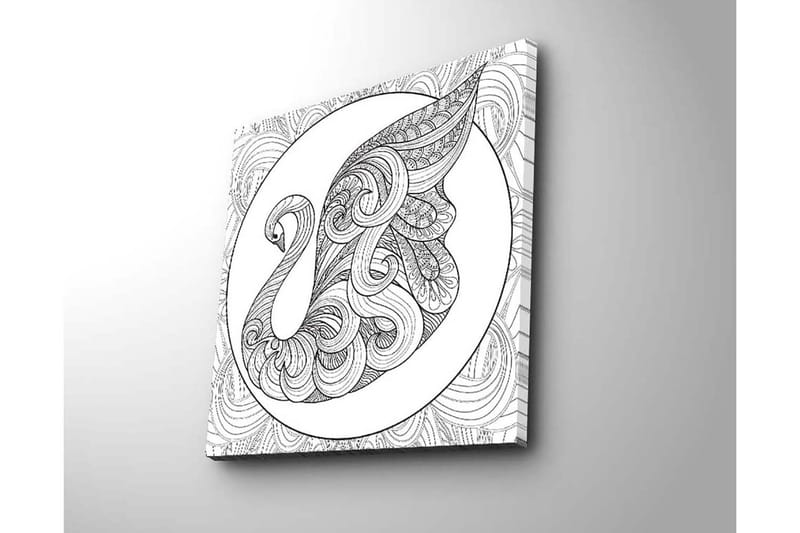 Canvastavla 45x45 cm - Elegant svan med intrikata mönster - Svart / Vitt - Inredning - Tavlor & posters - Canvastavla