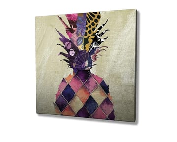 Canvastavla 45x45 cm - Färgglad ananas med geometriska mönster - Lila / Gul / Rosa - Inredning - Tavlor & posters - Canvastavla