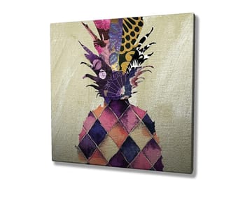 Canvastavla 45x45 cm - Färgglad ananas med geometriska mönster - Lila / Gul / Rosa - Inredning - Tavlor & posters - Canvastavla