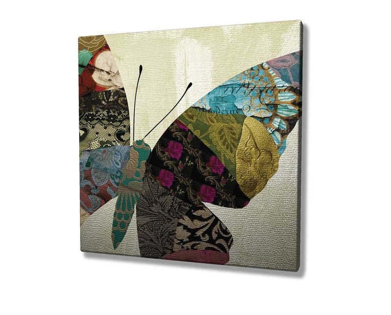 Canvastavla 45x45 cm - Färgglad fjäril med mönstrade vingar - Turkos / Röd / Svart - Inredning - Tavlor & posters - Canvastavla