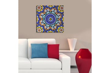 Canvastavla 45x45 cm - Färgglad mandala med geometriska mönster - Blå / Gul / Orange - Inredning - Tavlor & posters - Canvastavla